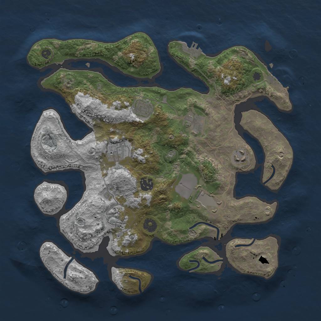 Rust Map: Procedural Map, Size: 3500, Seed: 936009, 12 Monuments