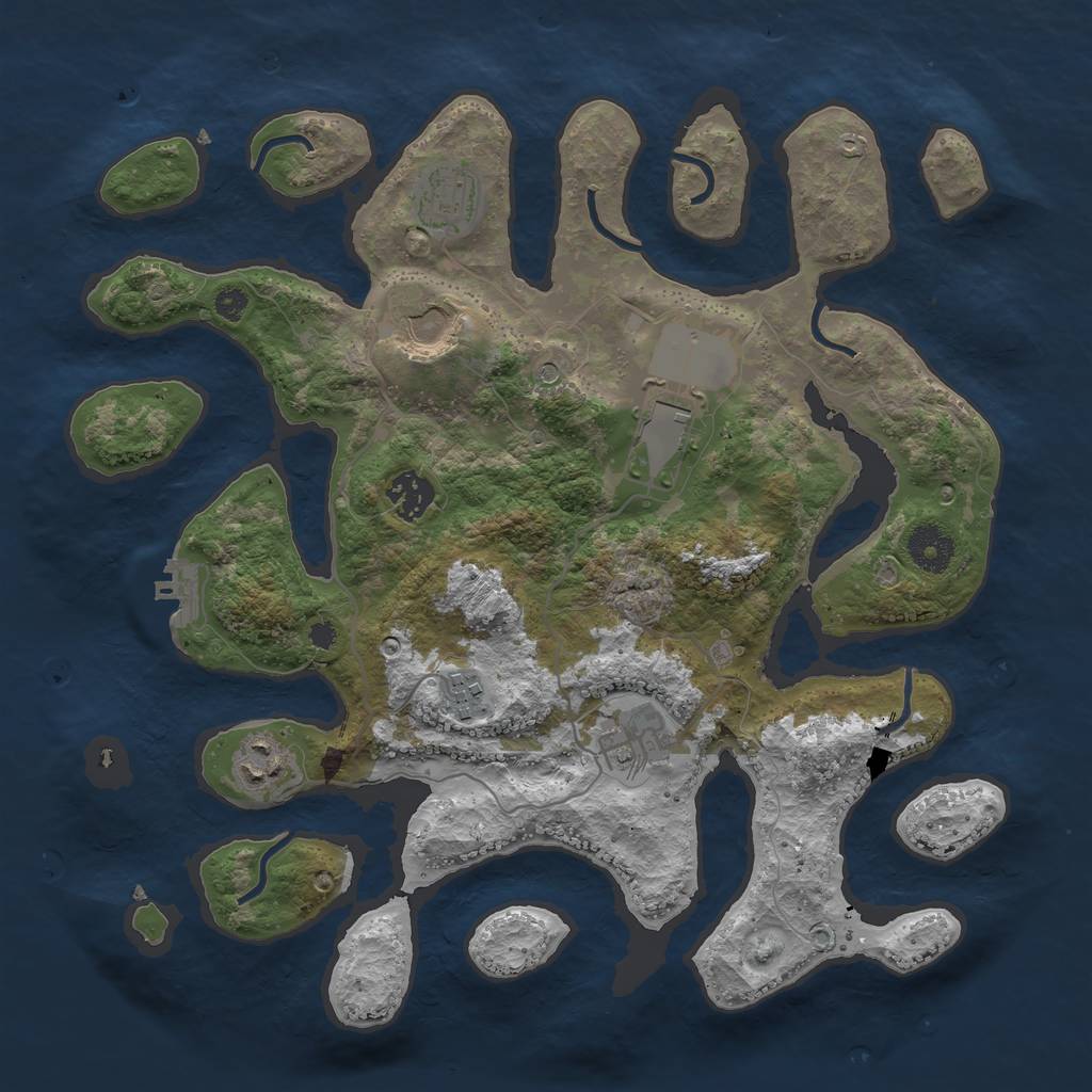 Rust Map: Procedural Map, Size: 3500, Seed: 308931, 11 Monuments