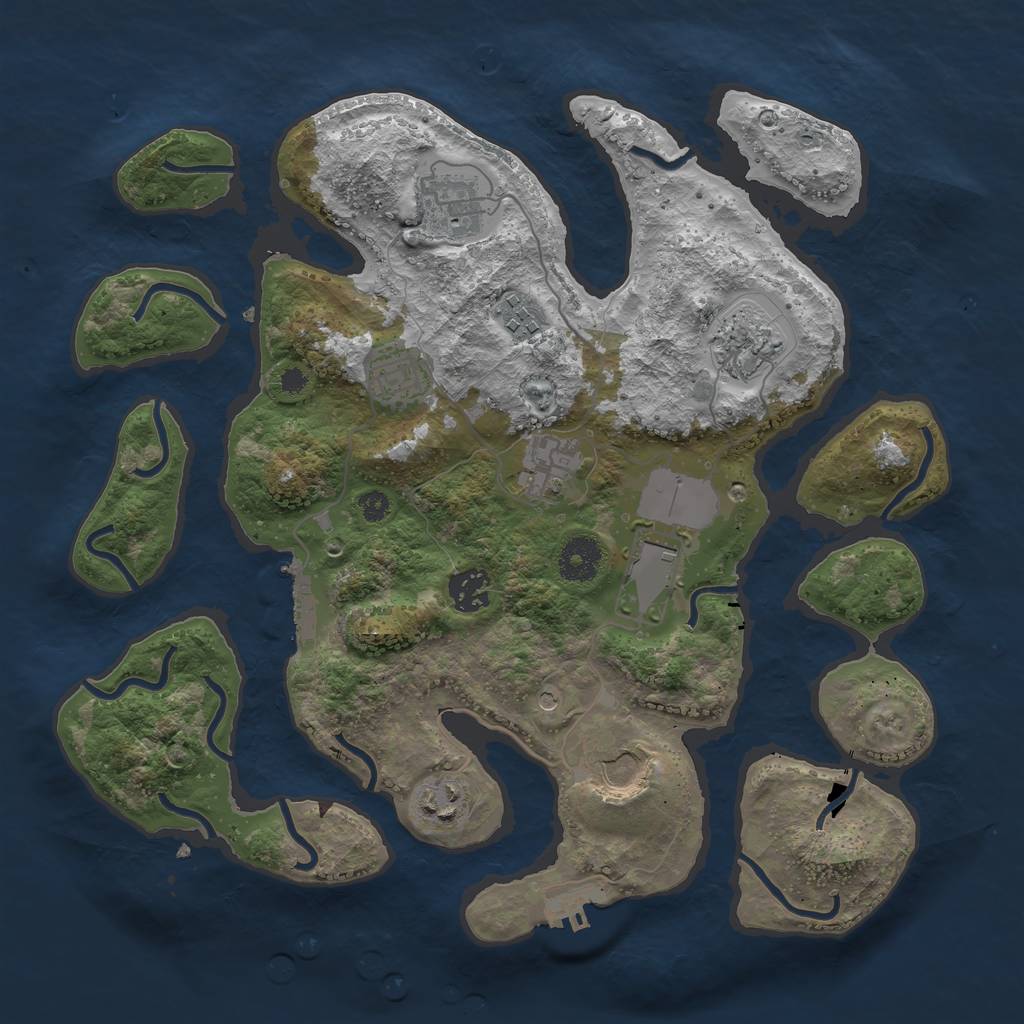 Rust Map: Procedural Map, Size: 3500, Seed: 471716, 14 Monuments