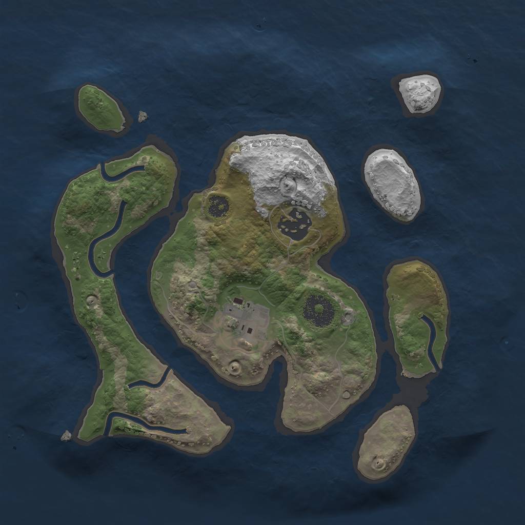 Rust Map: Procedural Map, Size: 2500, Seed: 322266, 4 Monuments