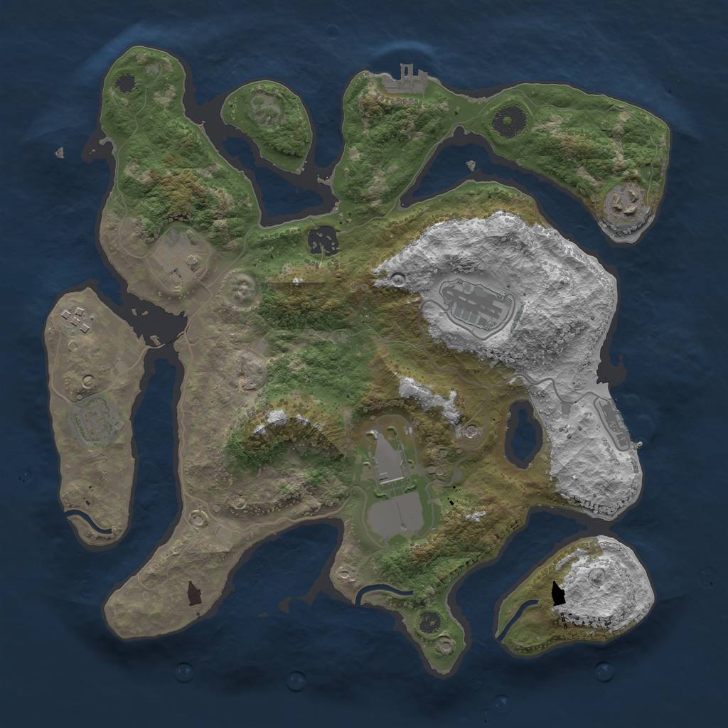 Rust Map: Procedural Map, Size: 3500, Seed: 449583, 12 Monuments