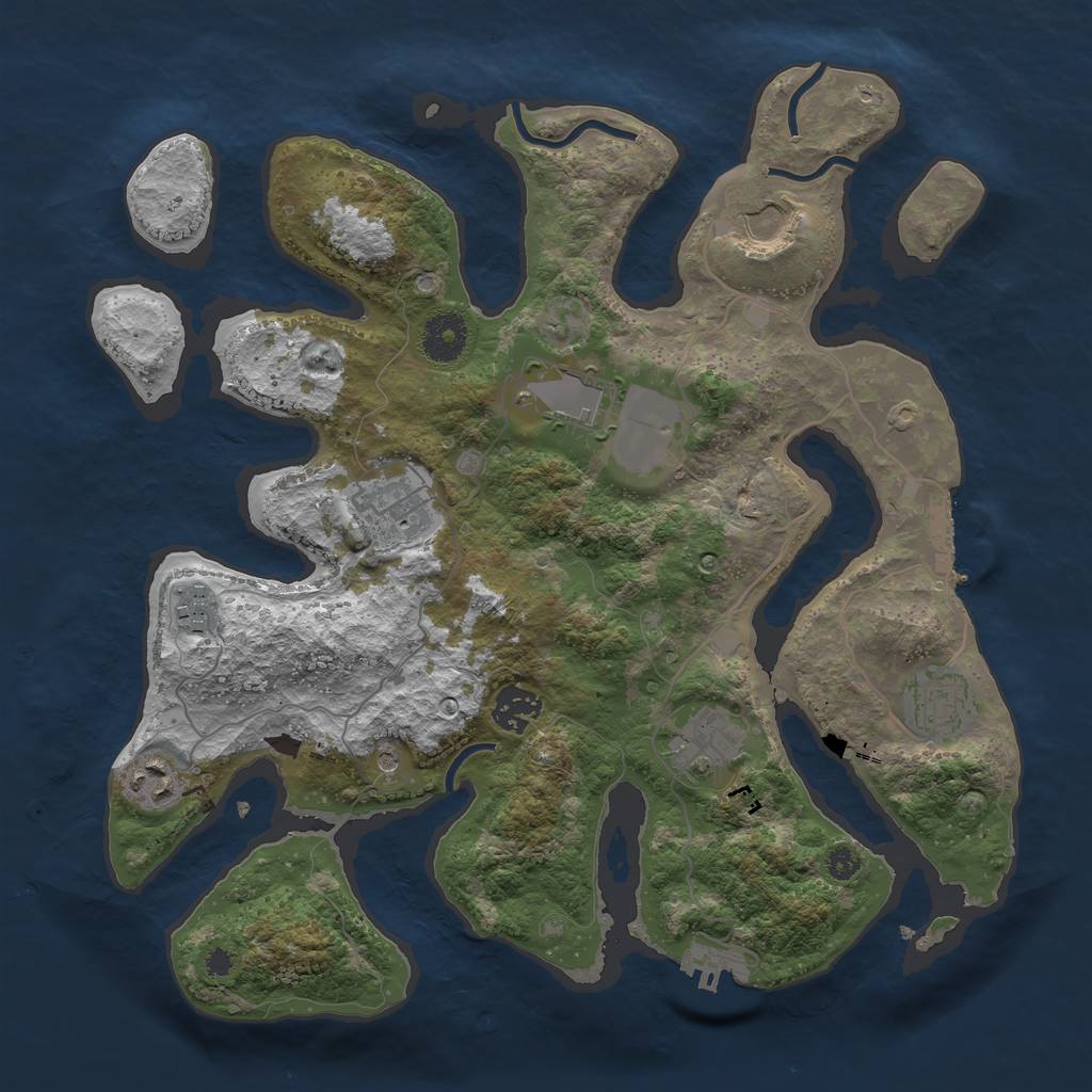 Rust Map: Procedural Map, Size: 3500, Seed: 232803, 13 Monuments