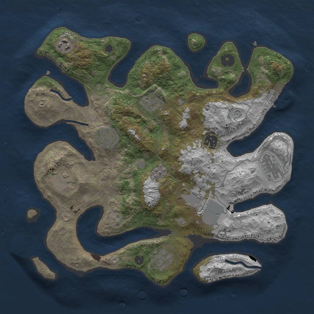 Rust Map: Procedural Map, Size: 3500, Seed: 619692, 13 Monuments