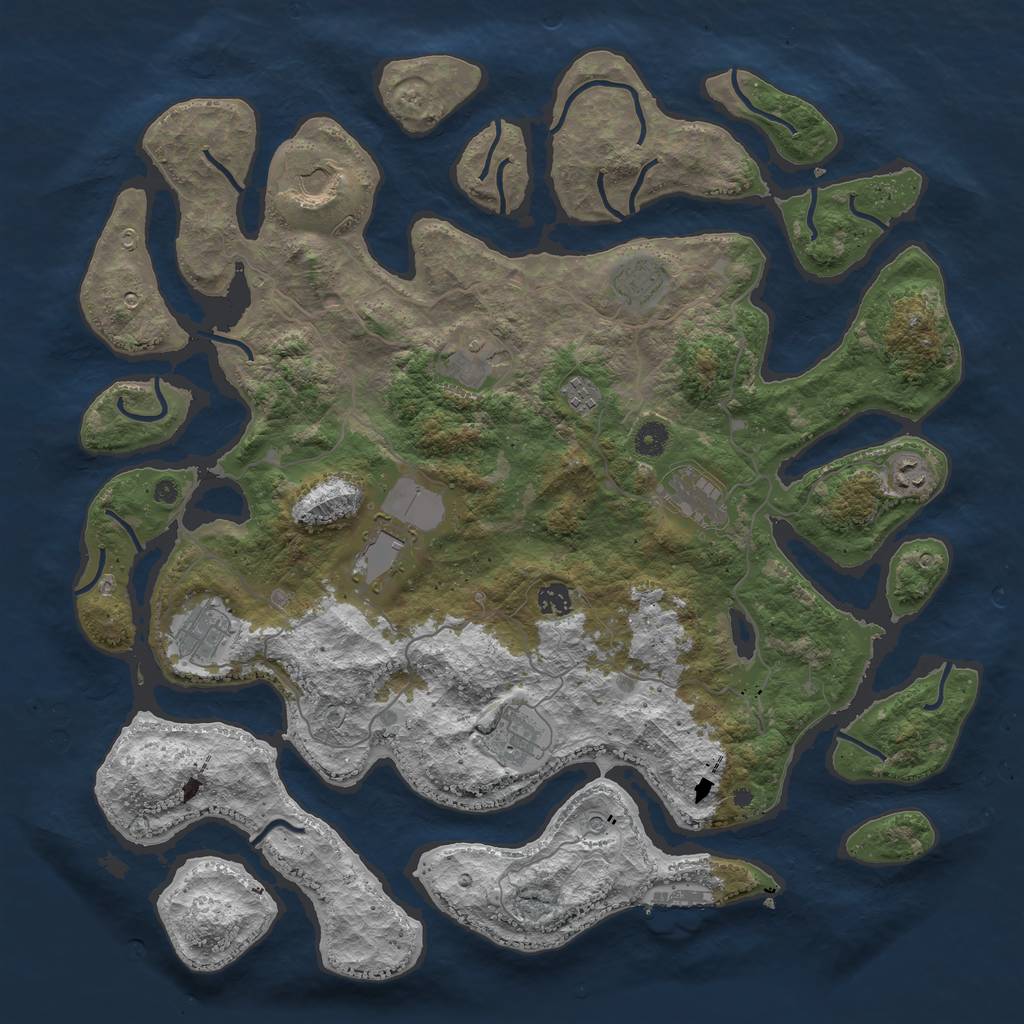 Rust Map: Procedural Map, Size: 4500, Seed: 13216534, 14 Monuments