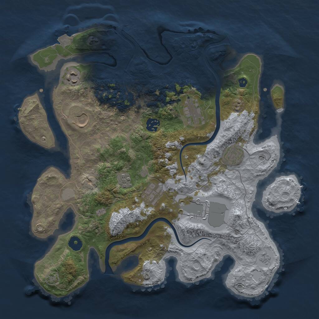 Rust Map: Procedural Map, Size: 3500, Seed: 273770, 12 Monuments
