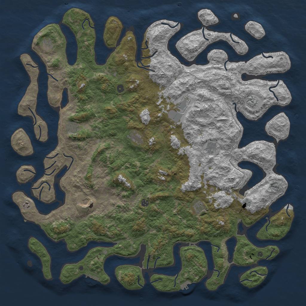 Rust Map: Procedural Map, Size: 6000, Seed: 8900, 16 Monuments