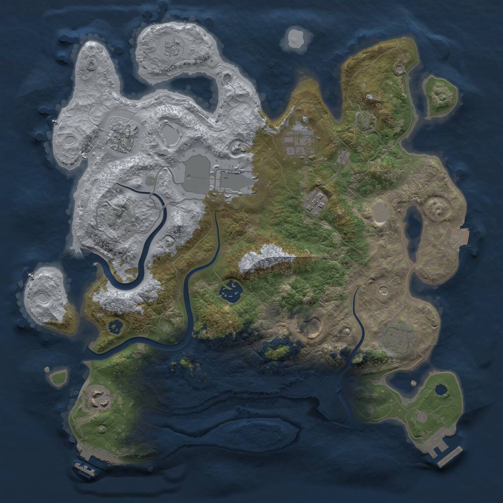 Rust Map: Procedural Map, Size: 3500, Seed: 1170846647, 14 Monuments