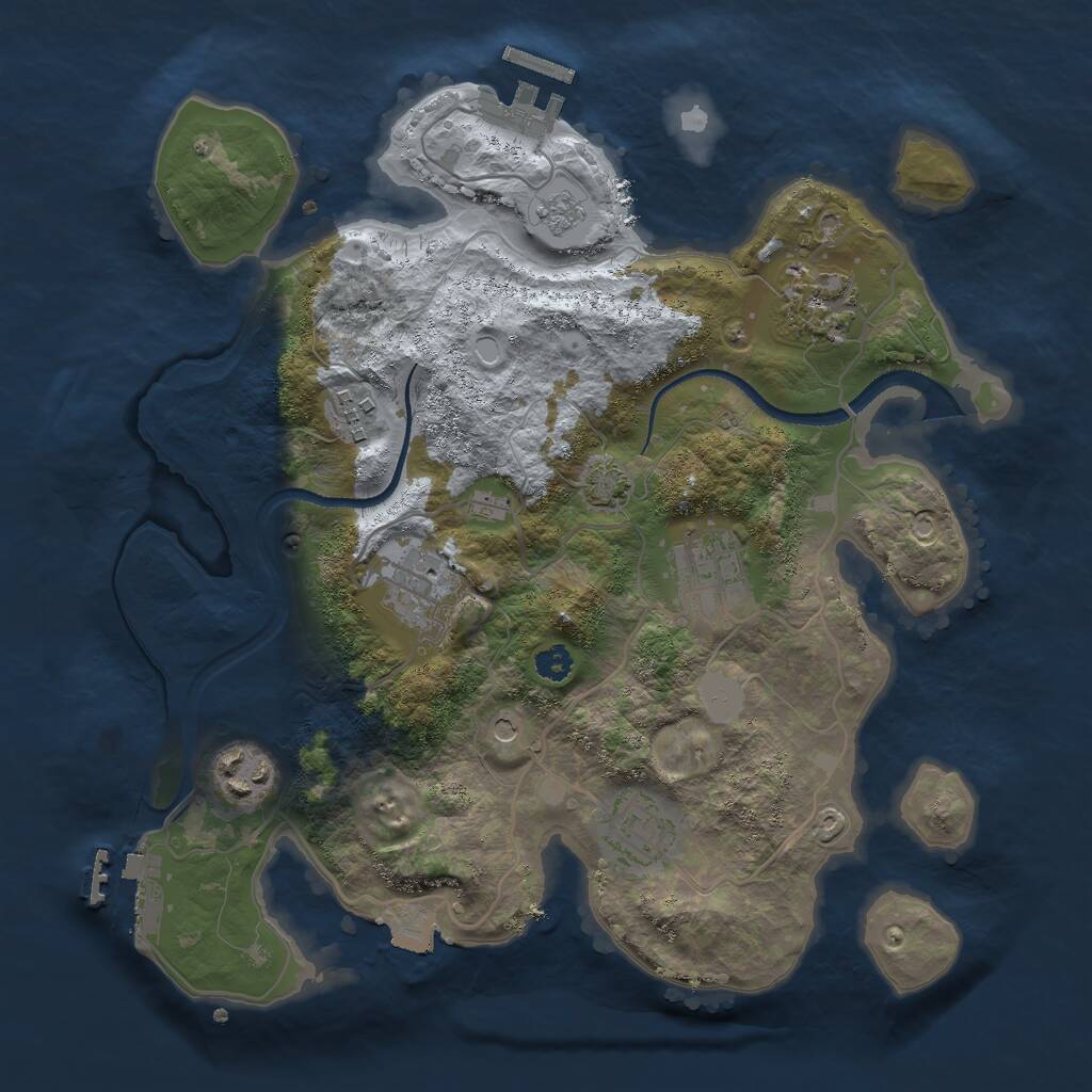 Rust Map: Procedural Map, Size: 3000, Seed: 791780662, 12 Monuments