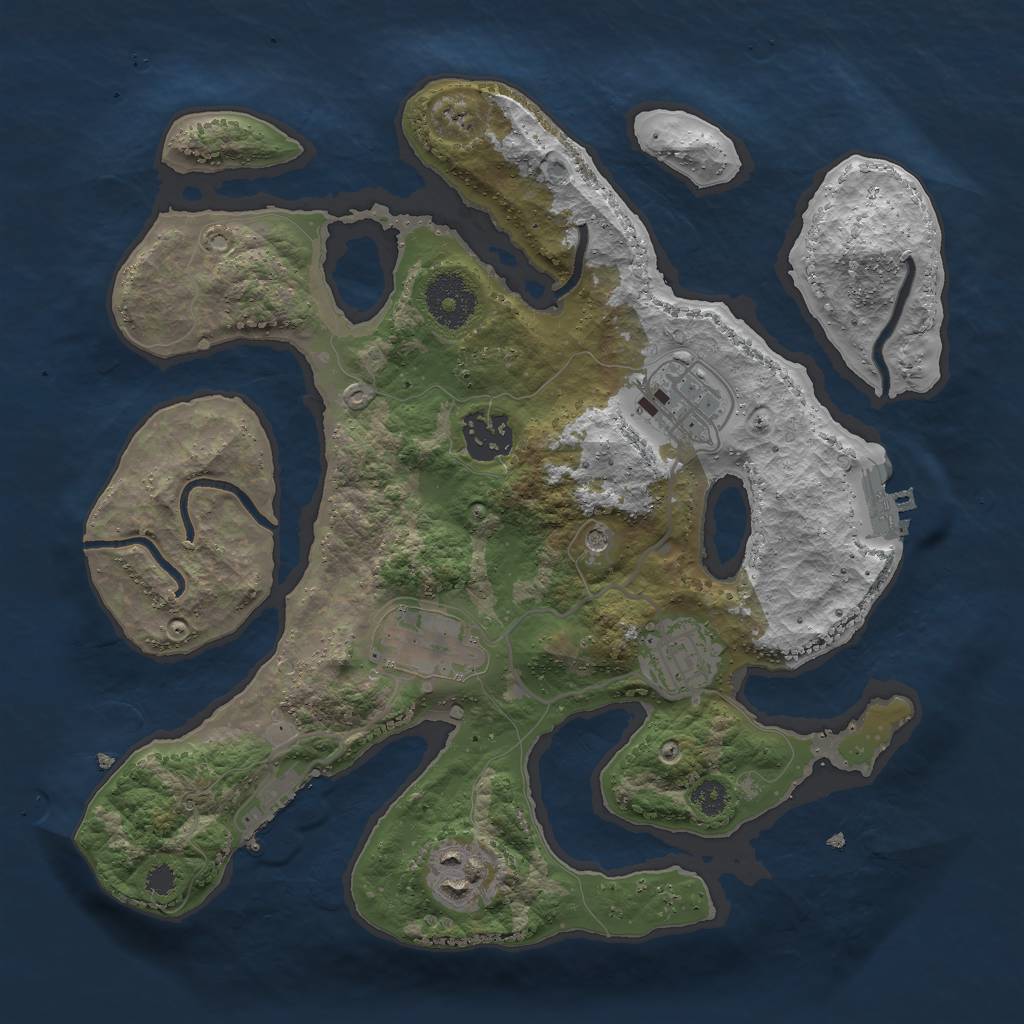 Rust Map: Procedural Map, Size: 3000, Seed: 29899771, 10 Monuments