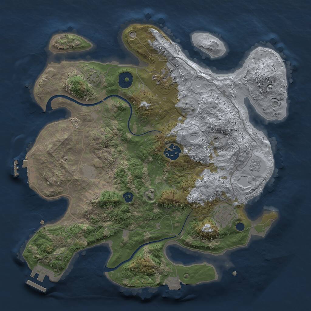 Rust Map: Procedural Map, Size: 3000, Seed: 29899771, 9 Monuments