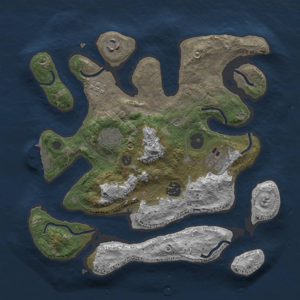 Rust Map: Procedural Map, Size: 3000, Seed: 710212201, 9 Monuments