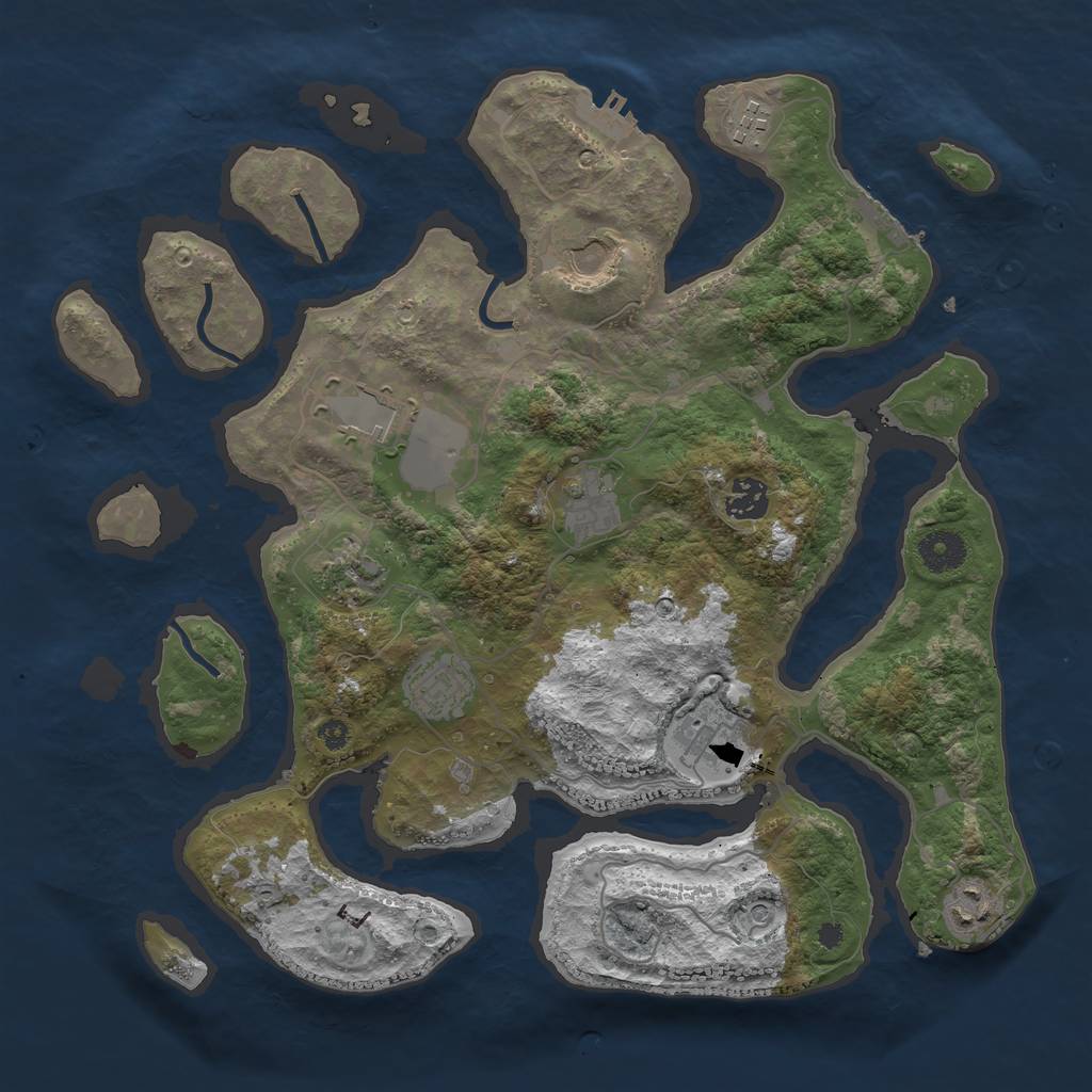 Rust Map: Procedural Map, Size: 3700, Seed: 2424, 14 Monuments