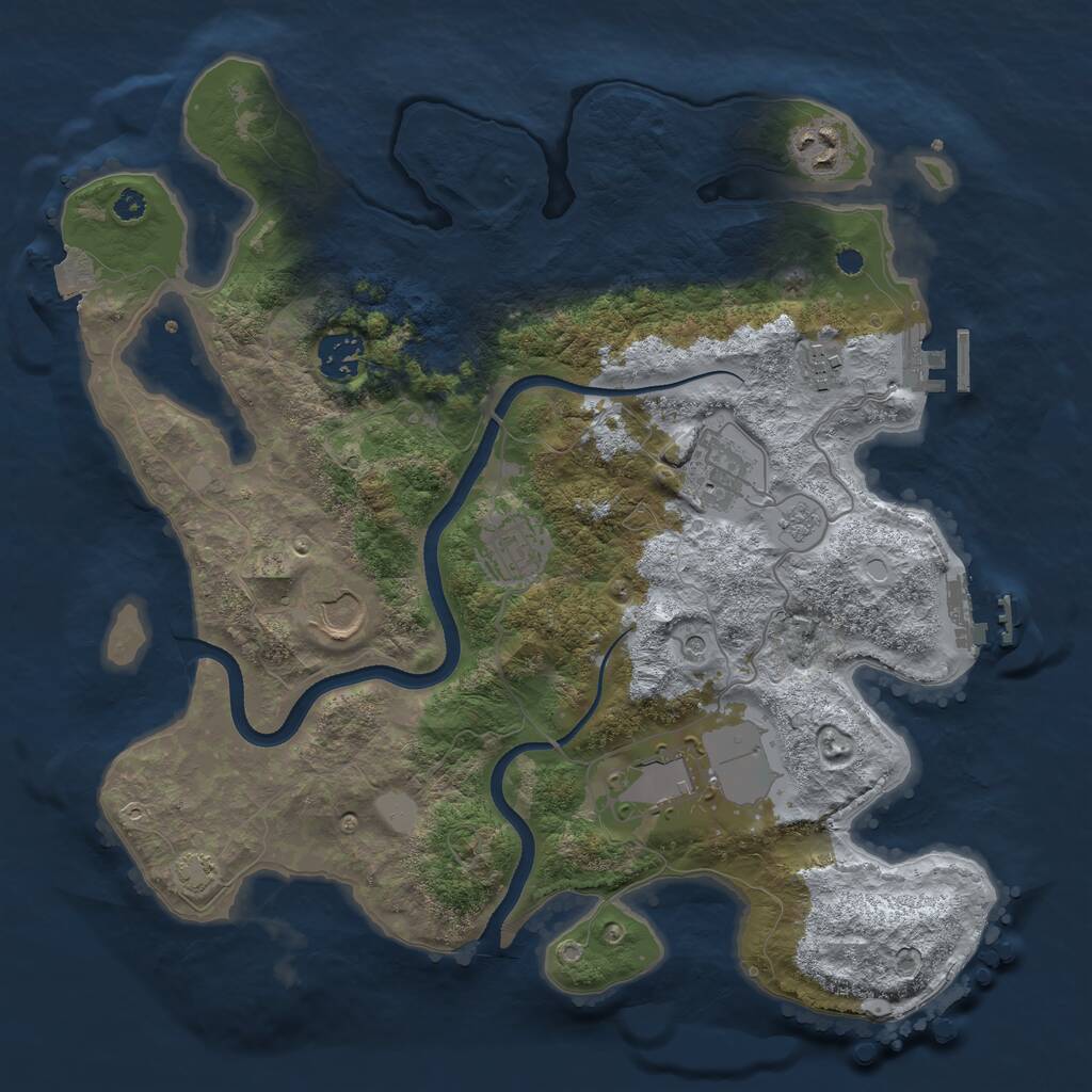 Rust Map: Procedural Map, Size: 3500, Seed: 789495, 13 Monuments