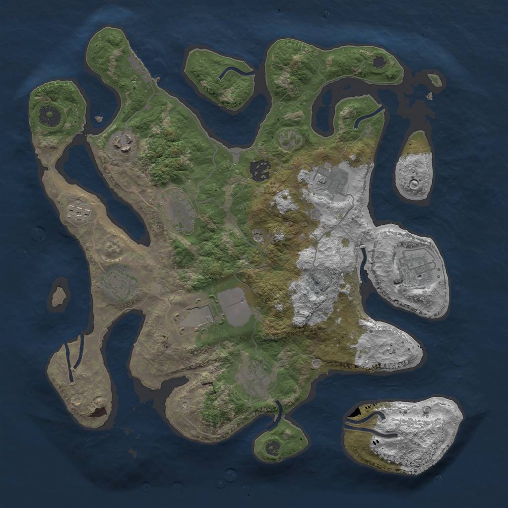 Rust Map: Procedural Map, Size: 3500, Seed: 789495, 13 Monuments