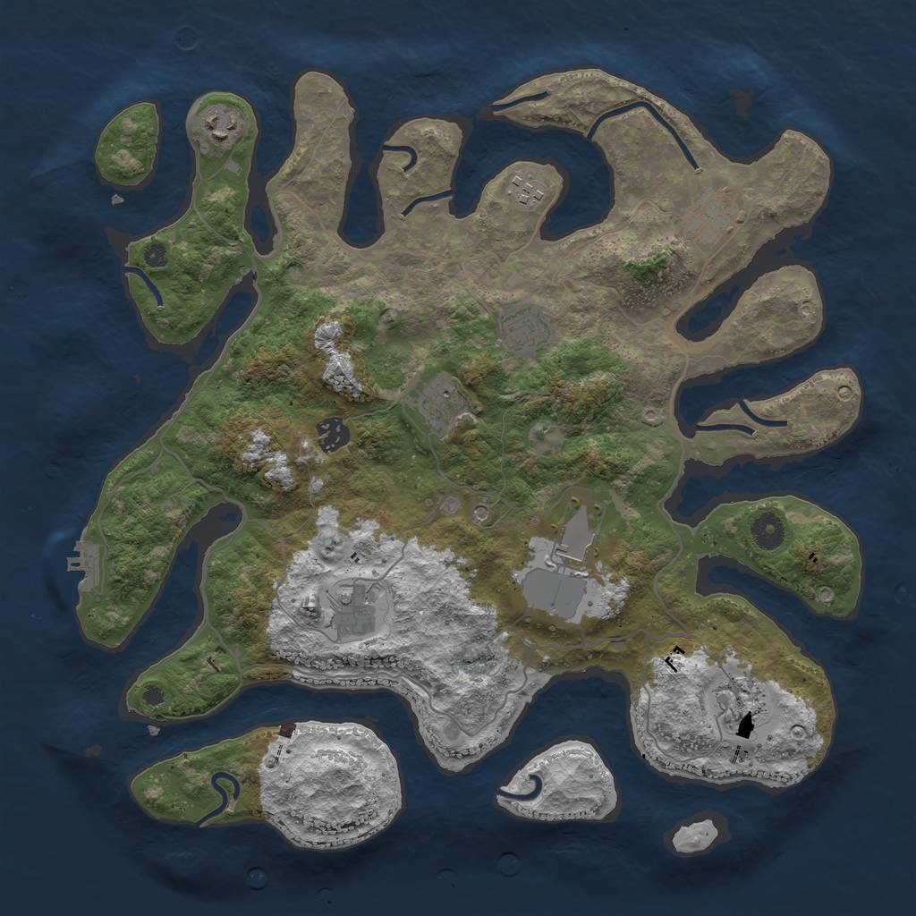 Rust Map: Procedural Map, Size: 4000, Seed: 532323357, 13 Monuments