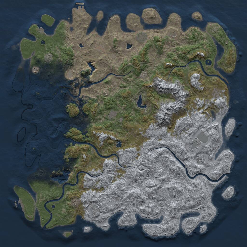 Rust Map: Procedural Map, Size: 6000, Seed: 1750913502, 17 Monuments
