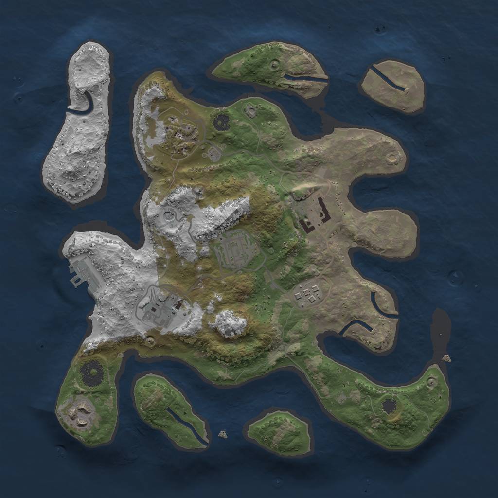 Rust Map: Procedural Map, Size: 3000, Seed: 2038162351, 10 Monuments