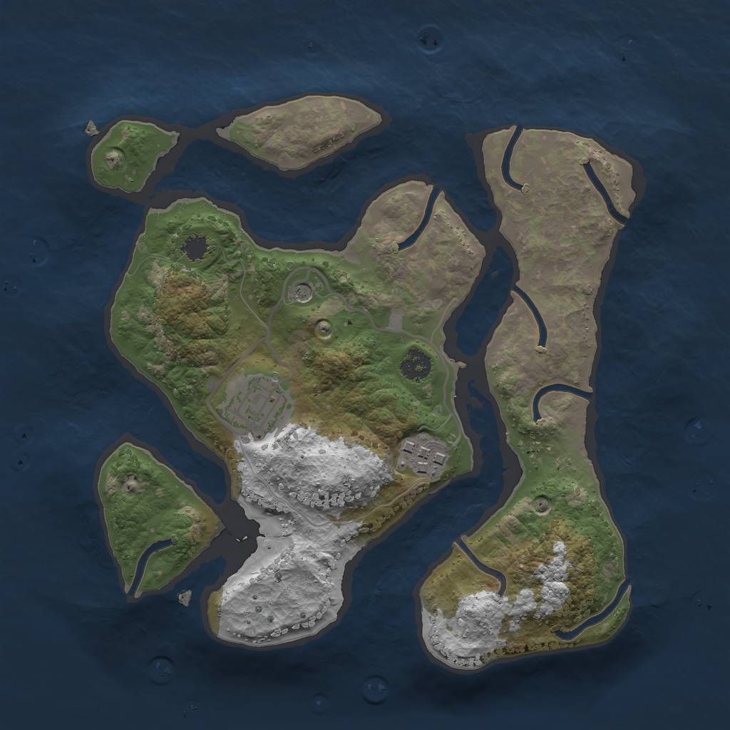 Rust Map: Procedural Map, Size: 2500, Seed: 240640603, 5 Monuments