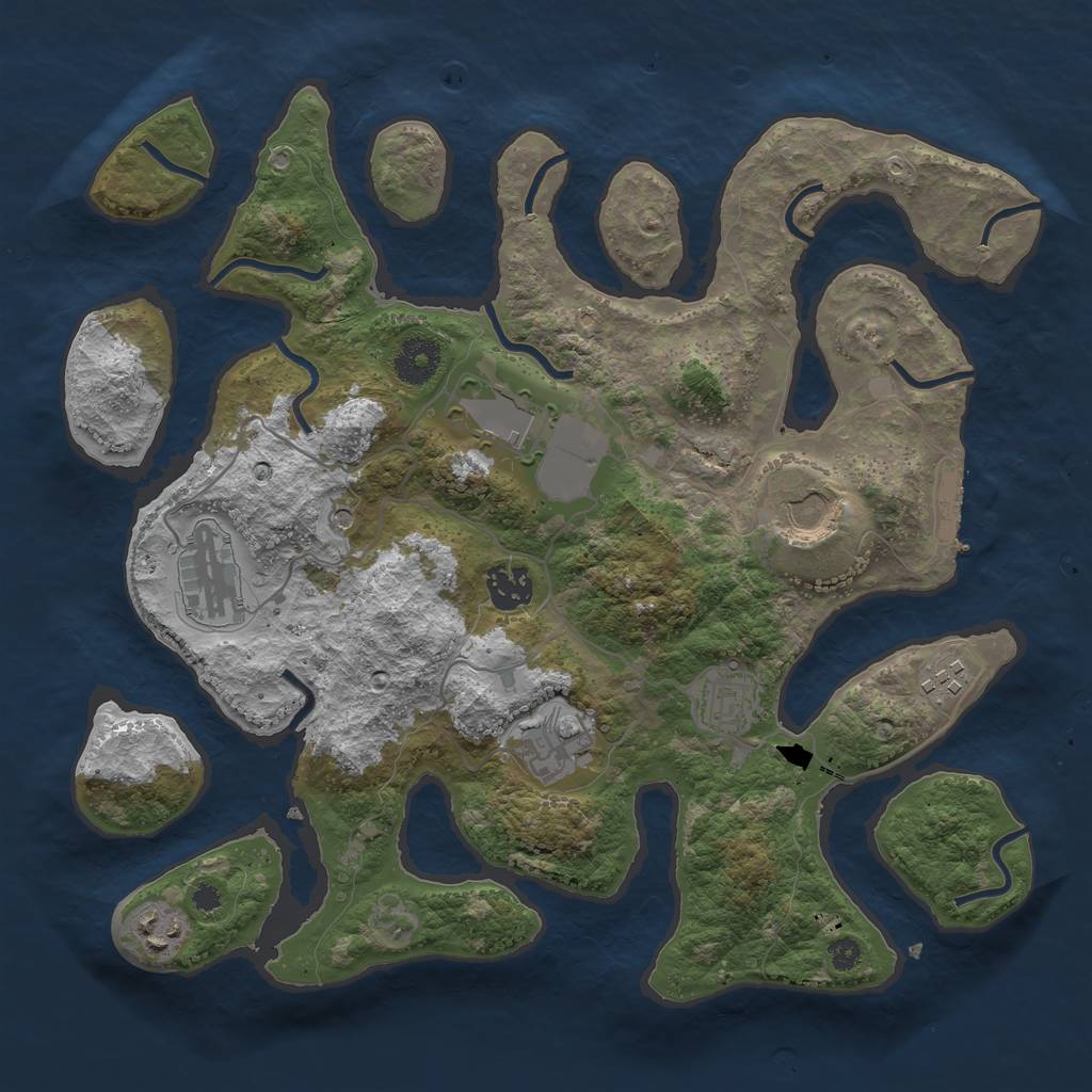 Rust Map: Procedural Map, Size: 3500, Seed: 41873, 12 Monuments