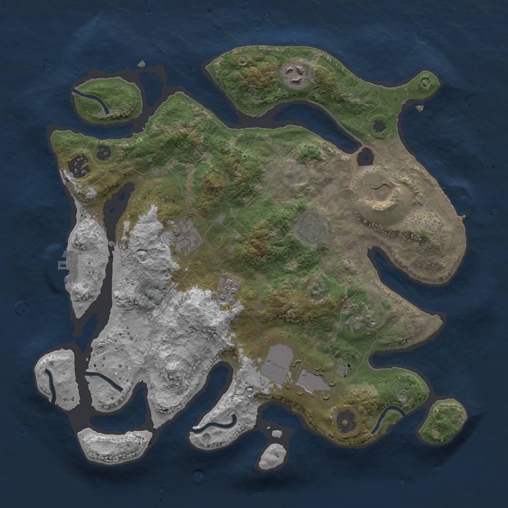 Rust Map: Procedural Map, Size: 3500, Seed: 342273345, 12 Monuments