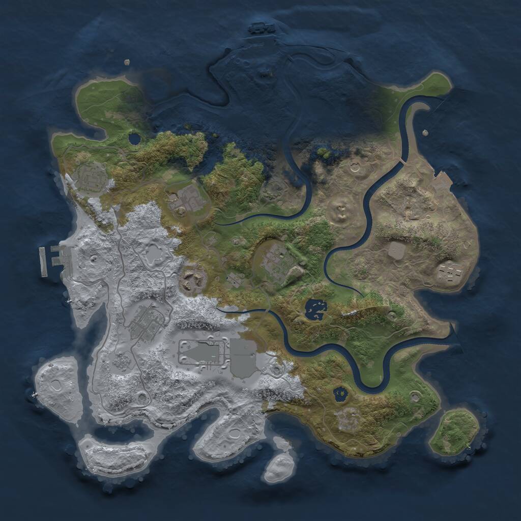 Rust Map: Procedural Map, Size: 3500, Seed: 342273345, 14 Monuments