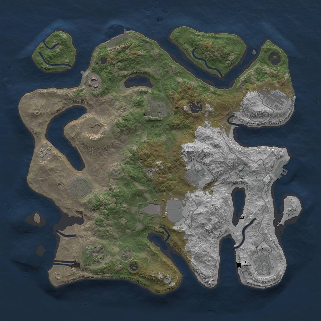 Rust Map: Procedural Map, Size: 3750, Seed: 1947404935, 16 Monuments