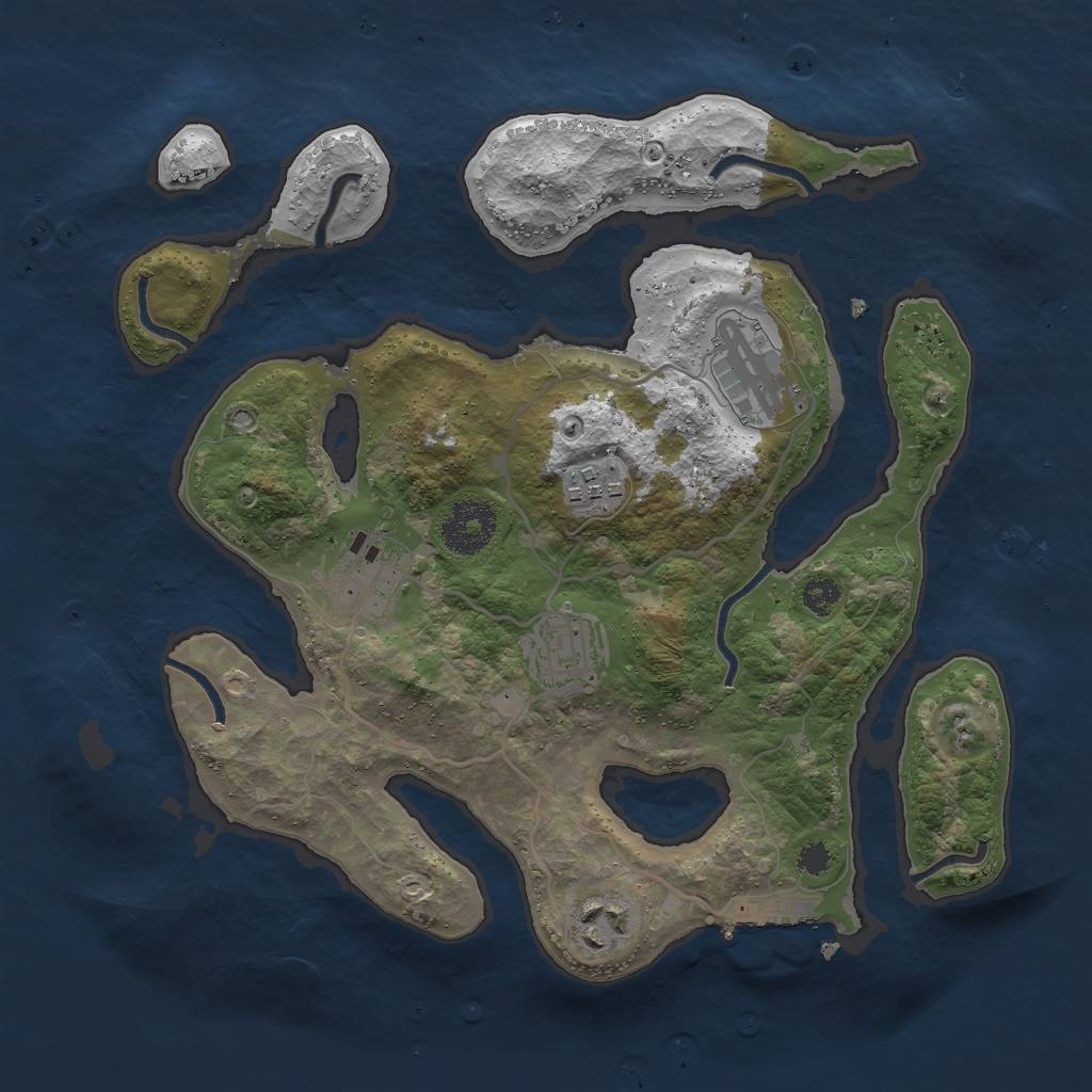 Rust Map: Procedural Map, Size: 3000, Seed: 1668351393, 8 Monuments
