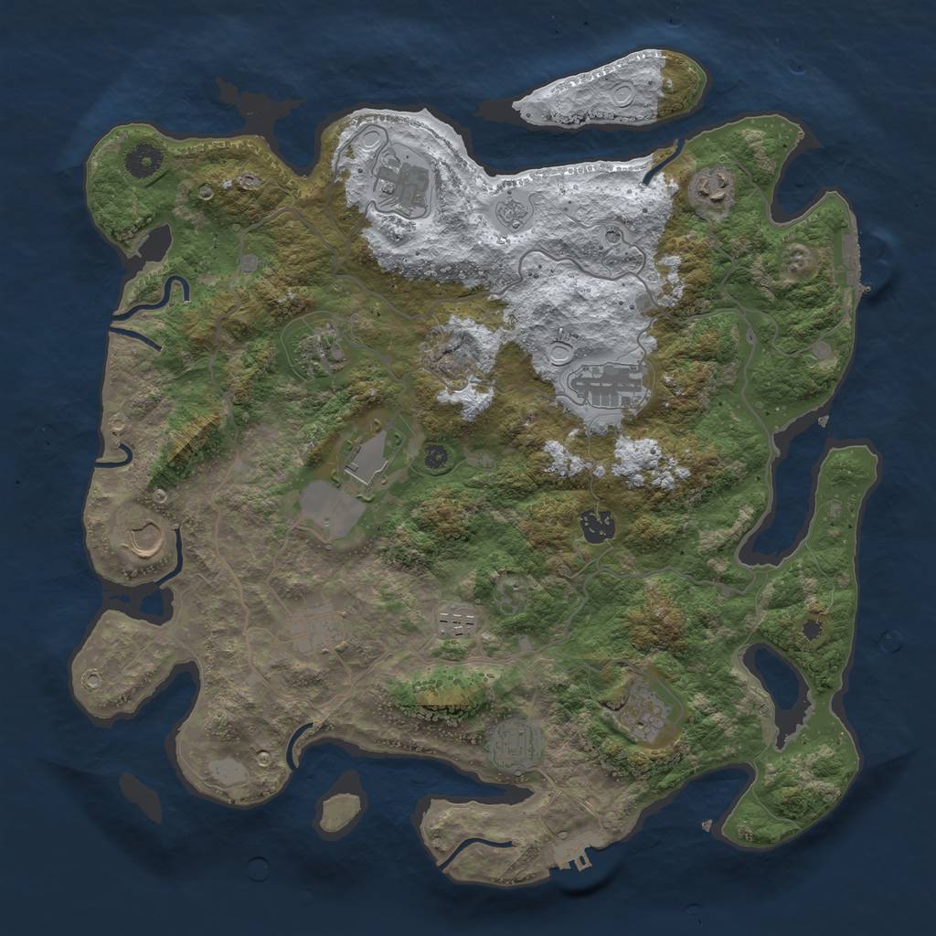Rust Map: Procedural Map, Size: 4000, Seed: 1918543507, 20 Monuments
