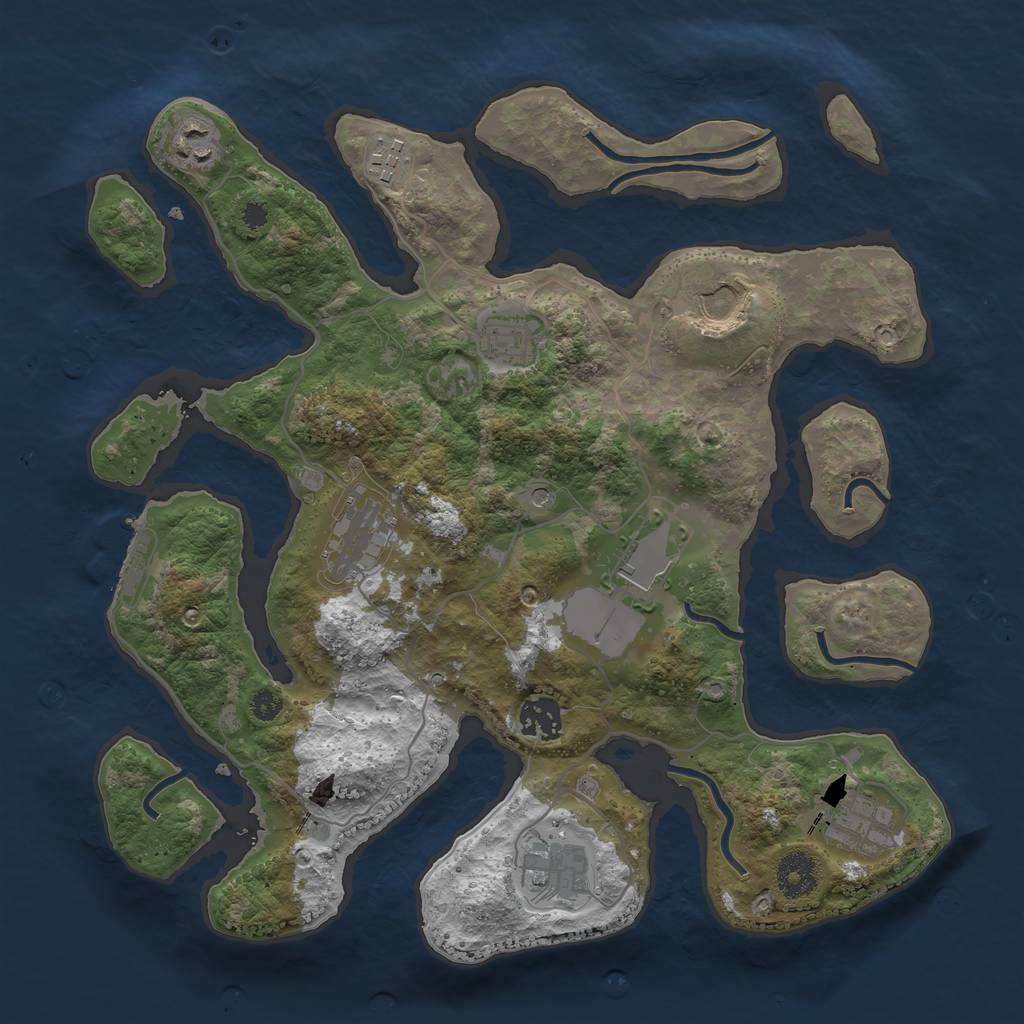 Rust Map: Procedural Map, Size: 3500, Seed: 240640603, 13 Monuments