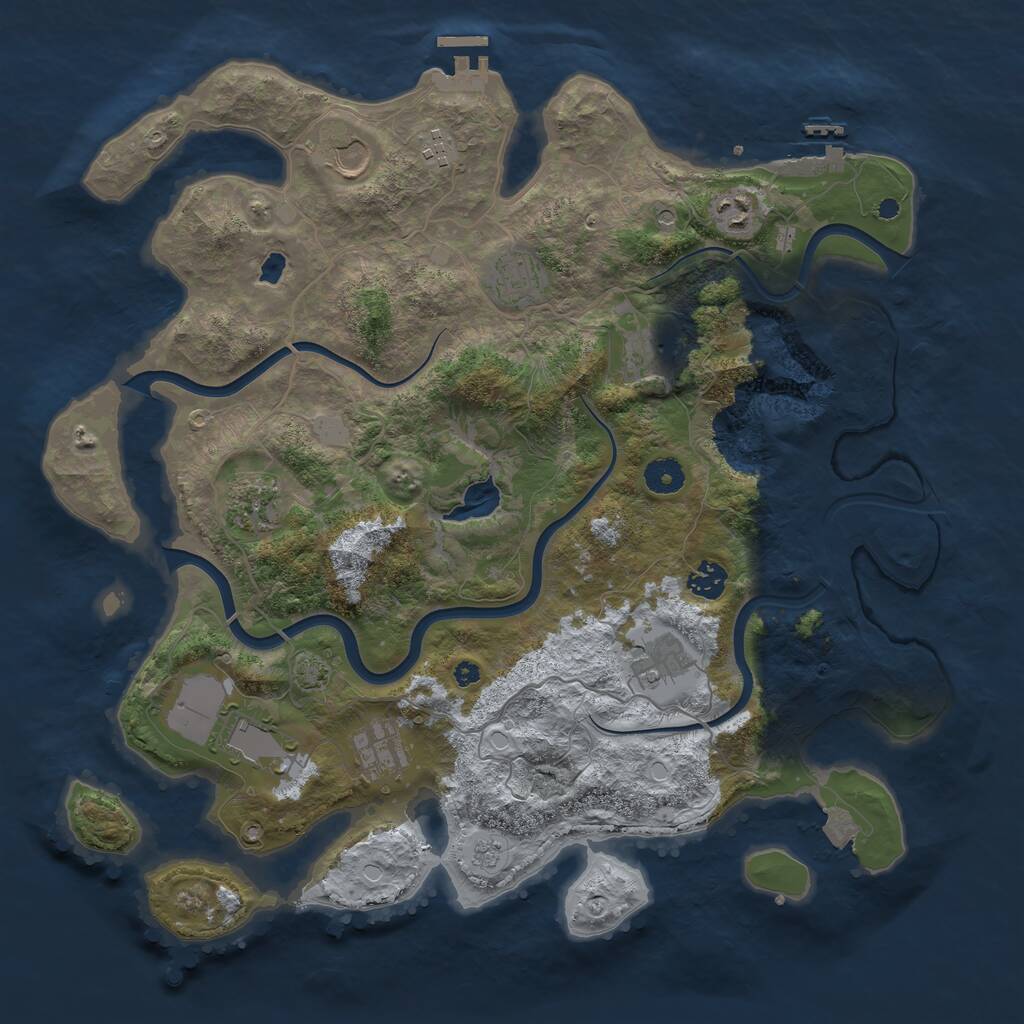 Rust Map: Procedural Map, Size: 4050, Seed: 573895252, 16 Monuments