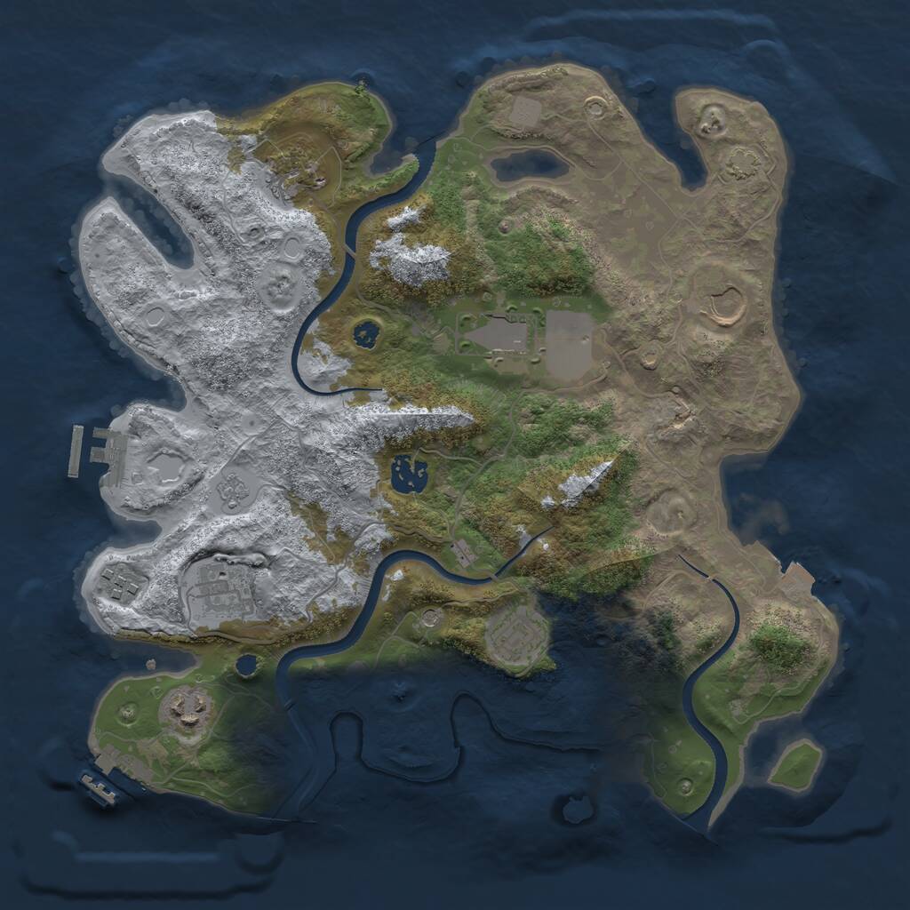 Rust Map: Procedural Map, Size: 3500, Seed: 5284646, 14 Monuments