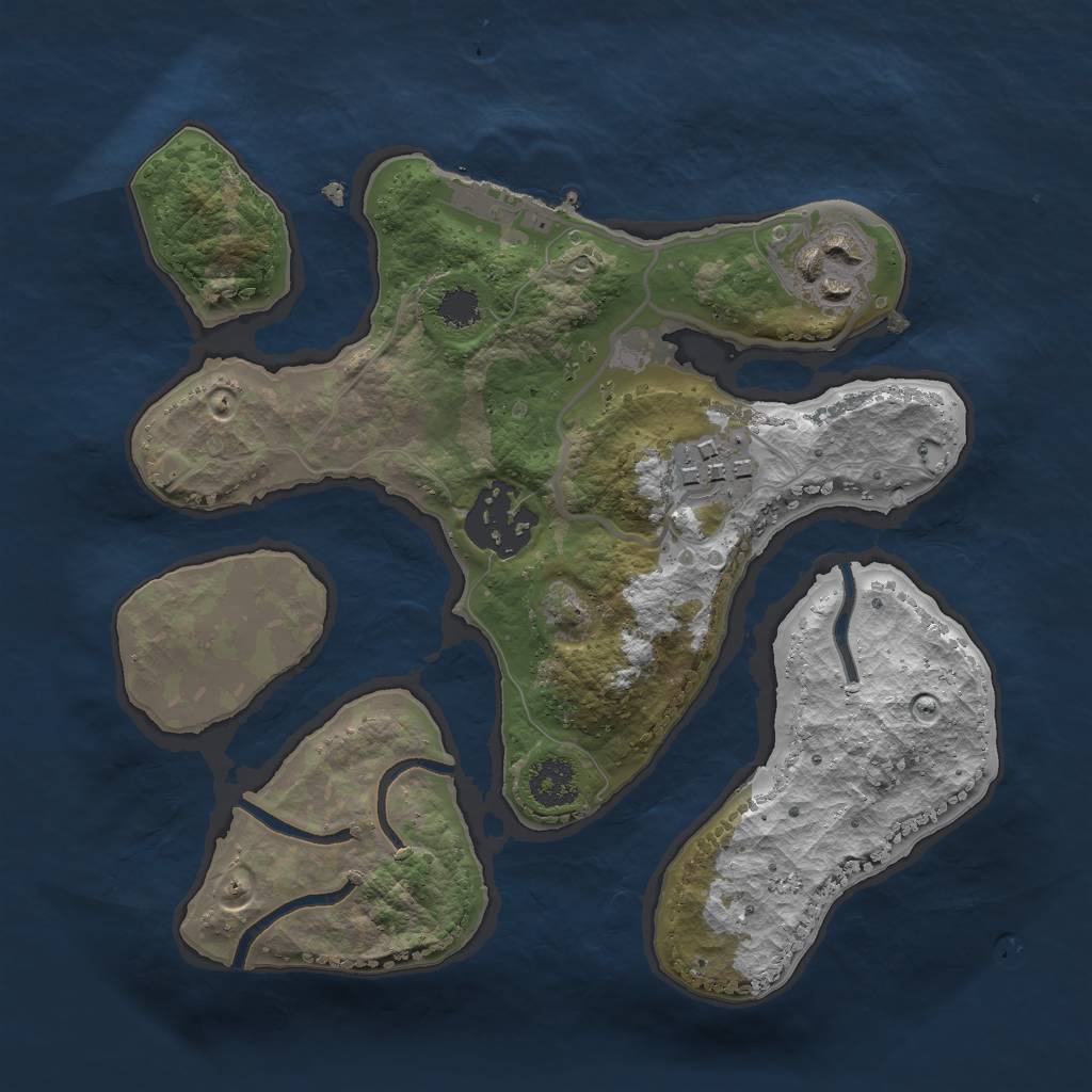Rust Map: Procedural Map, Size: 2300, Seed: 2123753446, 6 Monuments