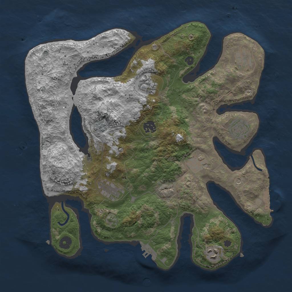 Rust Map: Procedural Map, Size: 3495, Seed: 990466709, 13 Monuments