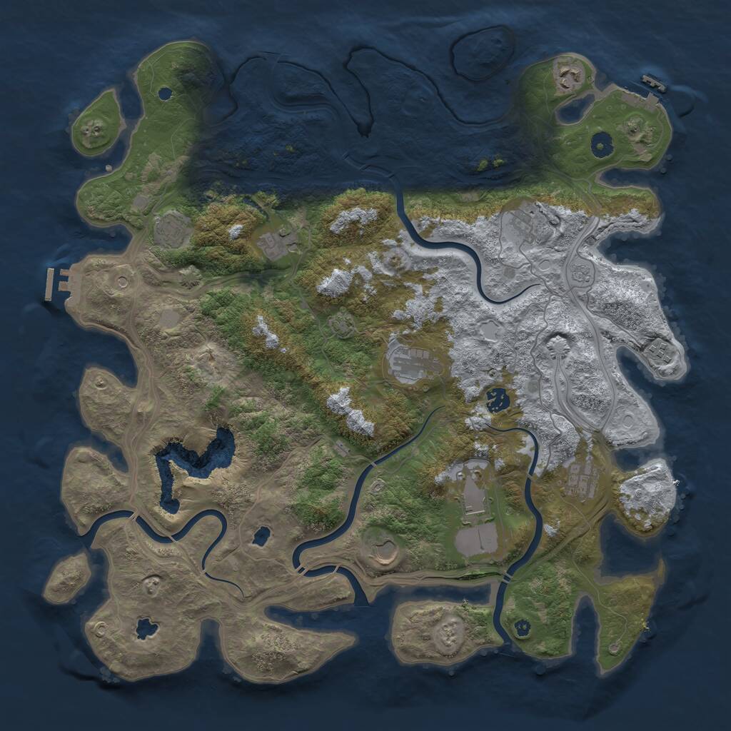 Rust Map: Procedural Map, Size: 4500, Seed: 981675, 16 Monuments