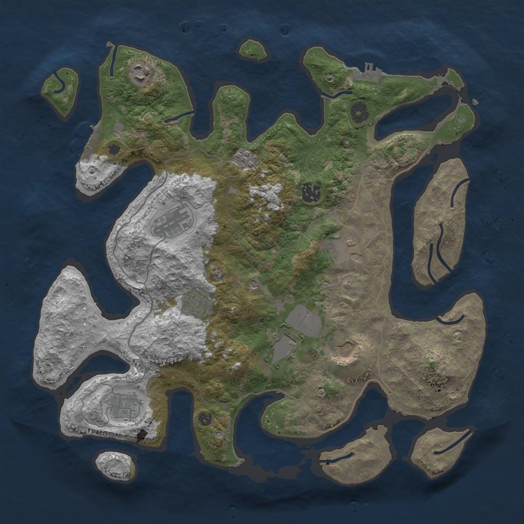 Rust Map: Procedural Map, Size: 4000, Seed: 2761242, 14 Monuments