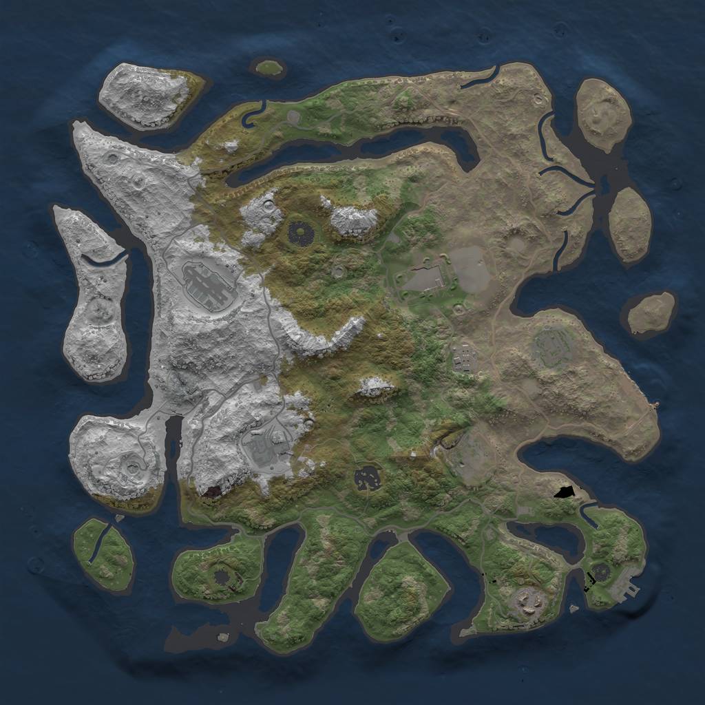 Rust Map: Procedural Map, Size: 4000, Seed: 758795476, 13 Monuments