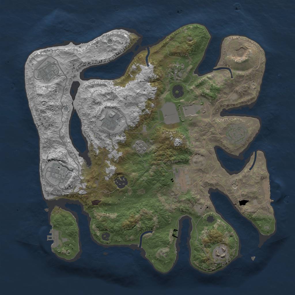 Rust Map: Procedural Map, Size: 3560, Seed: 990466709, 16 Monuments