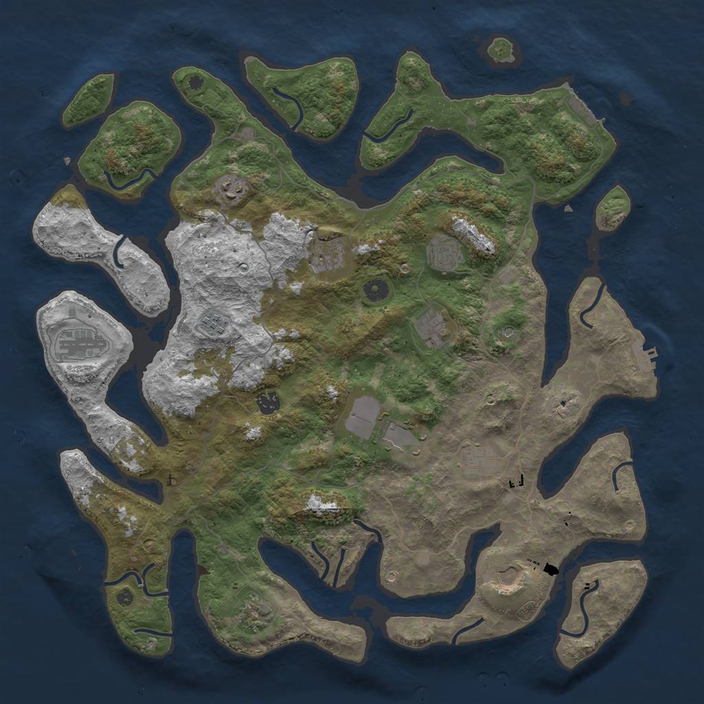 Rust Map: Procedural Map, Size: 4500, Seed: 1916326794, 16 Monuments