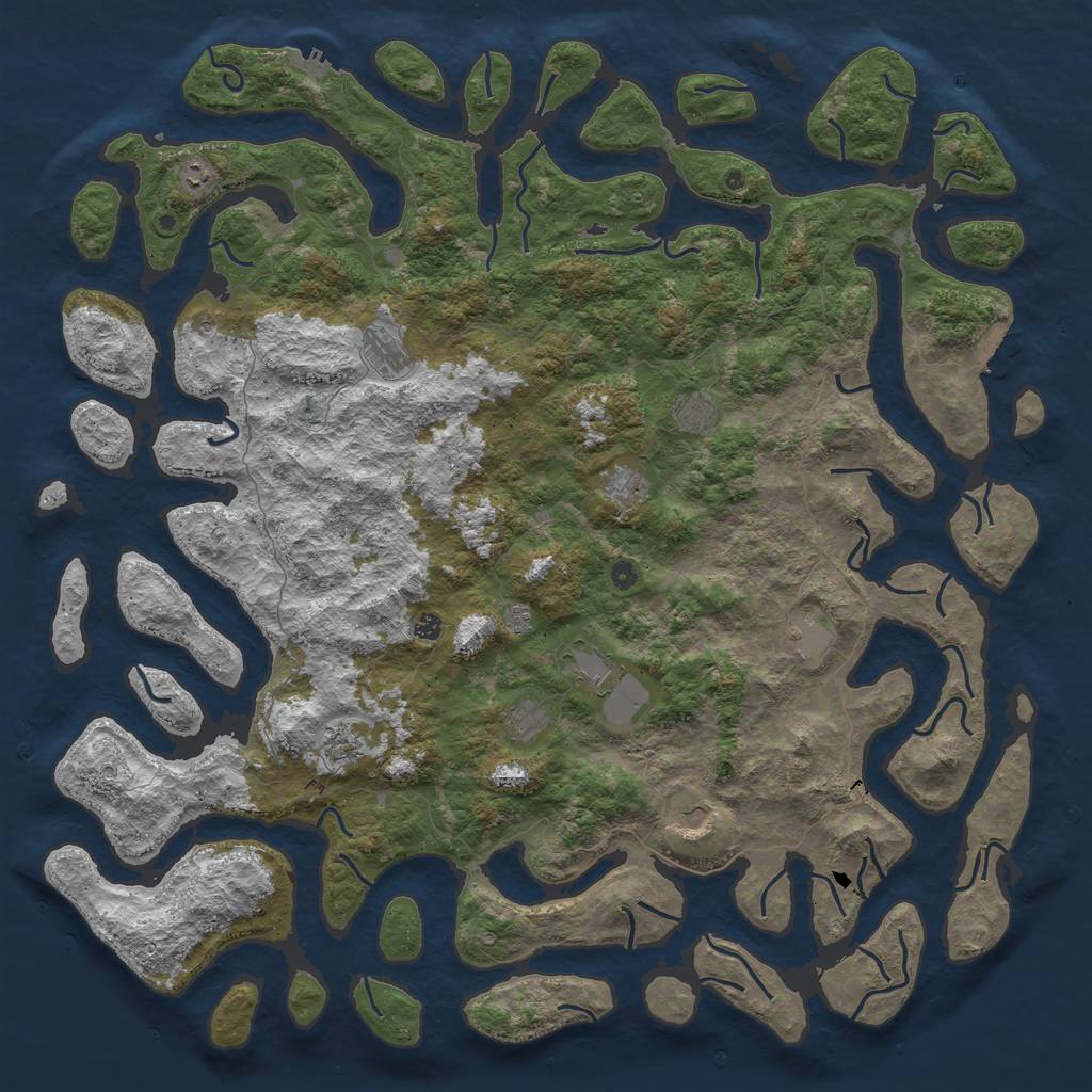 Rust Map: Procedural Map, Size: 6000, Seed: 2109638224, 16 Monuments