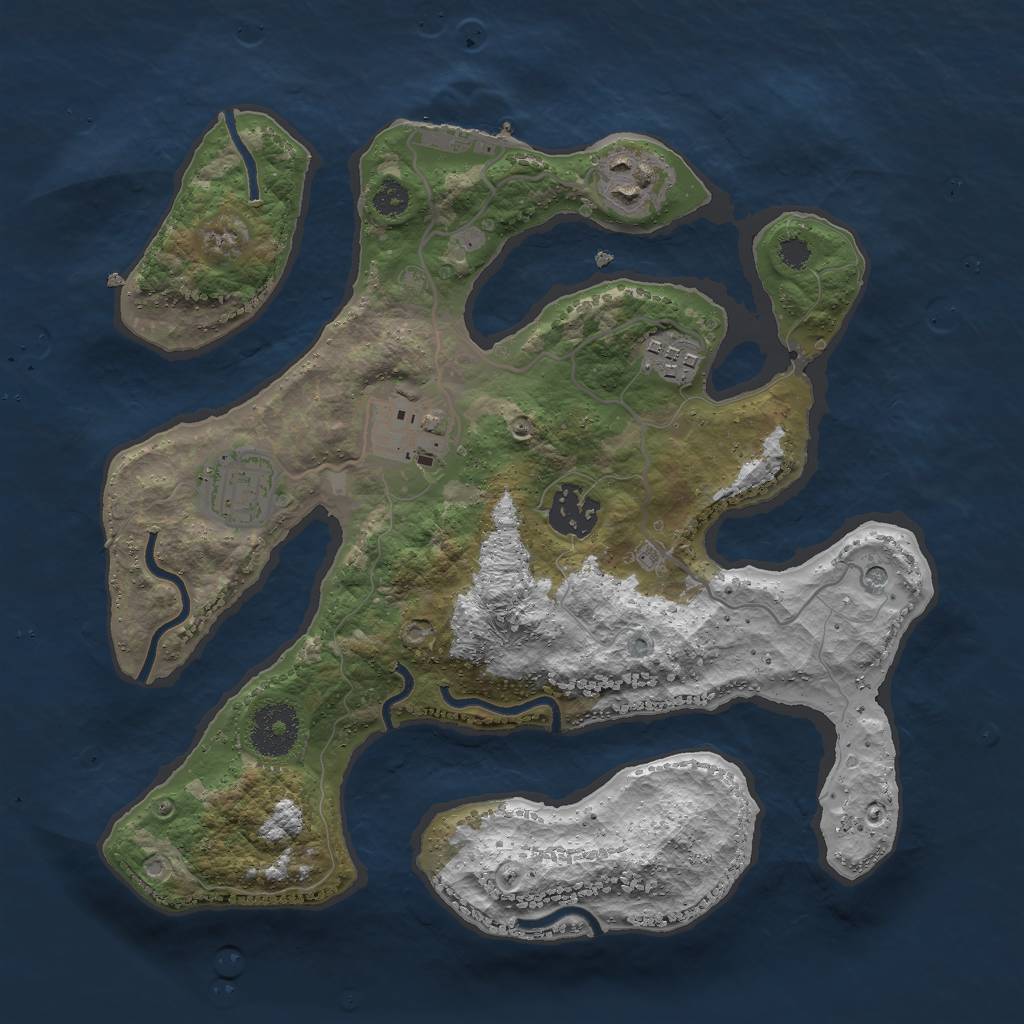 Rust Map: Procedural Map, Size: 3000, Seed: 732001947, 9 Monuments