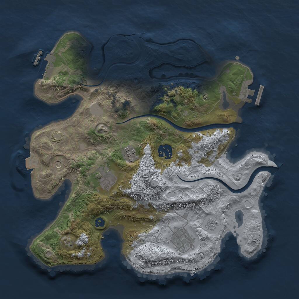 Rust Map: Procedural Map, Size: 3000, Seed: 732001947, 10 Monuments