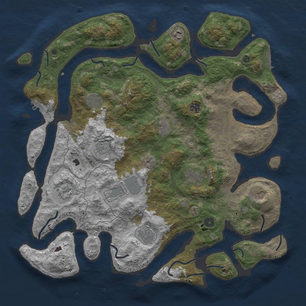 Rust Map: Procedural Map, Size: 4500, Seed: 800051, 16 Monuments