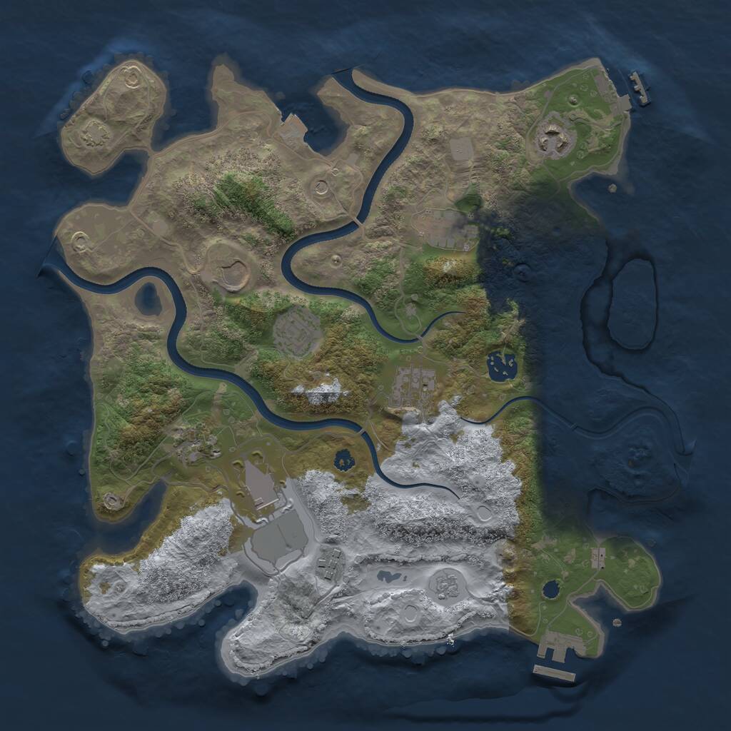 Rust Map: Procedural Map, Size: 3500, Seed: 1134986457, 15 Monuments