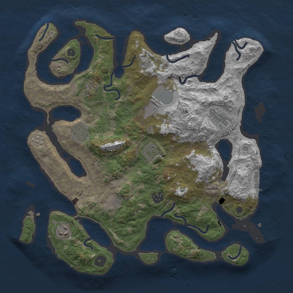 Rust Map: Procedural Map, Size: 3850, Seed: 227959687, 13 Monuments