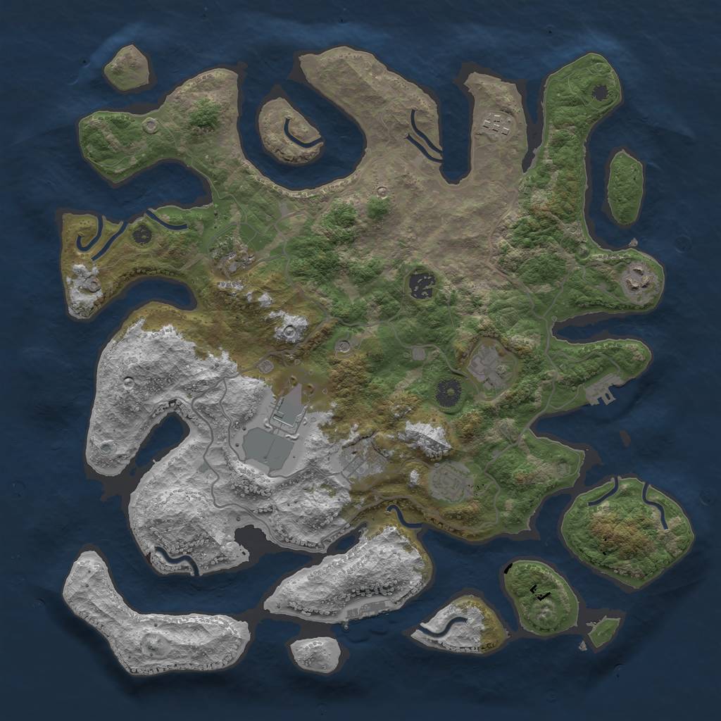 Rust Map: Procedural Map, Size: 4000, Seed: 61112, 13 Monuments