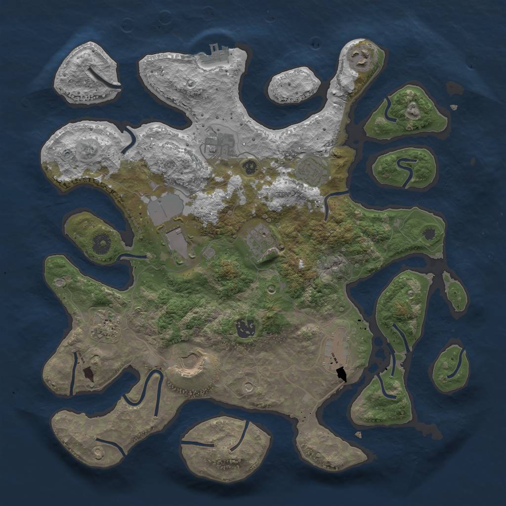 Rust Map: Procedural Map, Size: 3750, Seed: 1251823730, 13 Monuments