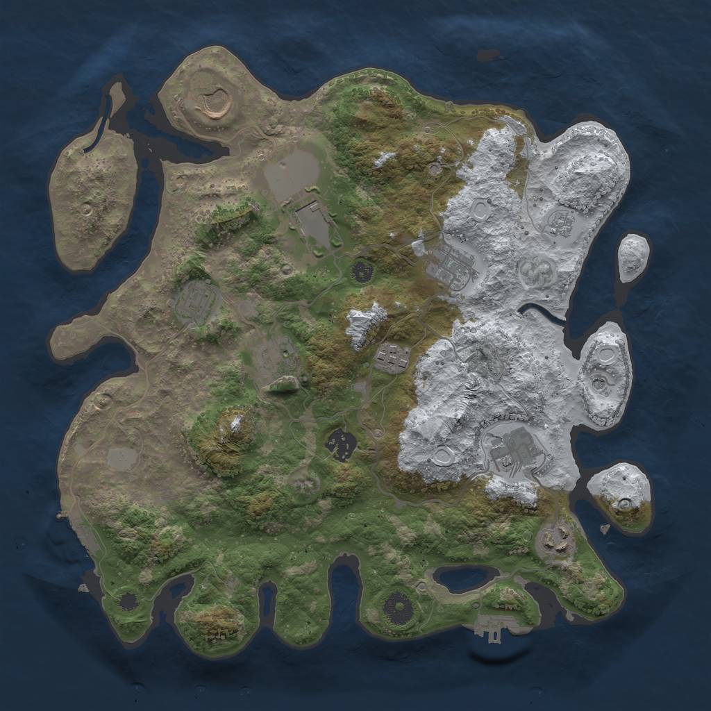 Rust Map: Procedural Map, Size: 3500, Seed: 7487, 18 Monuments