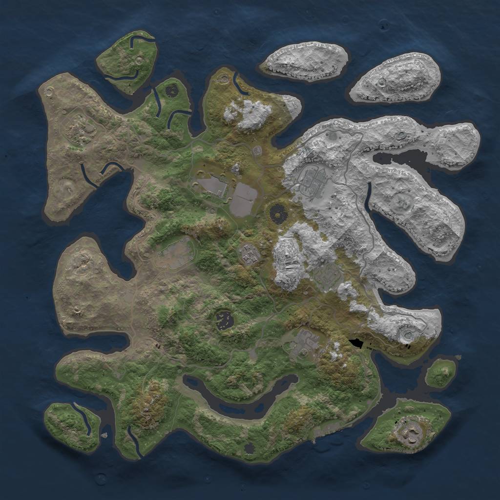 Rust Map: Procedural Map, Size: 4000, Seed: 274835, 13 Monuments