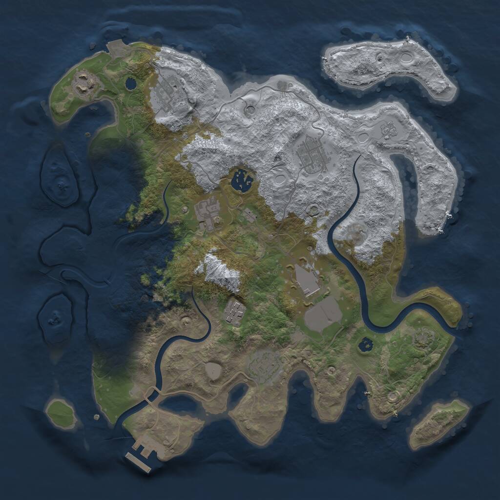 Rust Map: Procedural Map, Size: 3500, Seed: 4845517, 13 Monuments