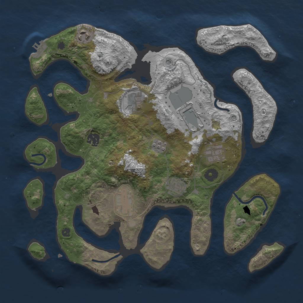 Rust Map: Procedural Map, Size: 3500, Seed: 4845517, 12 Monuments